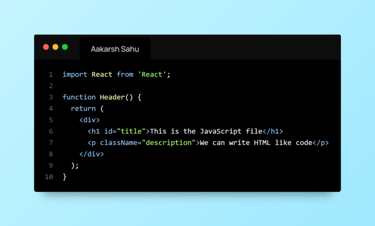JSX code for React